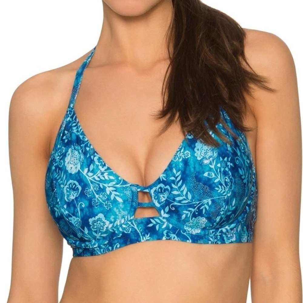 NWT Swim Systems Hermosa Halter Bikini Top Ocean Mist Blue With Underwire